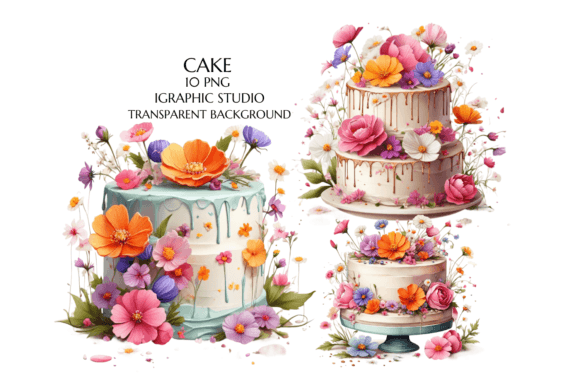 Download Watercolor Cosmo Wildflowers Cake PNG - Cake png Collection
