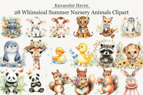Download Whimsical Summer Nursery Animals Clipart - Nursery animals Collection