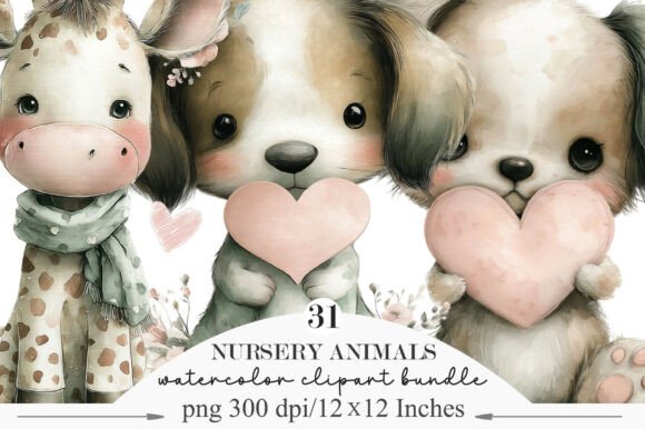 Download Valentine and Nursery Animals Set - Nursery animals Collection
