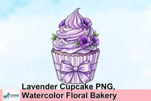 Download Lavender Cupcake PNG, Watercolor Floral Bakery Decor - Cake png Collection