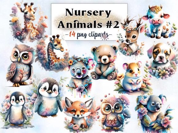 Download Nursery Animals #2 Sublimation Clipart - Nursery animals Collection
