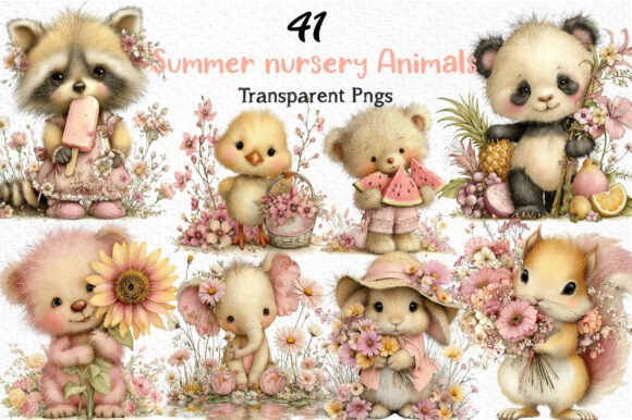 Download Whimsical Summer Nursery Animals Clipart - Nursery animals Collection