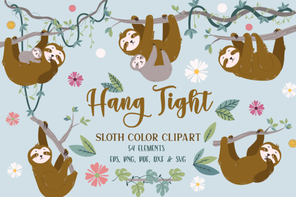 Download Hang Tight Sloth Clipart SVG, Jungle SVG - Jungle svg Collection