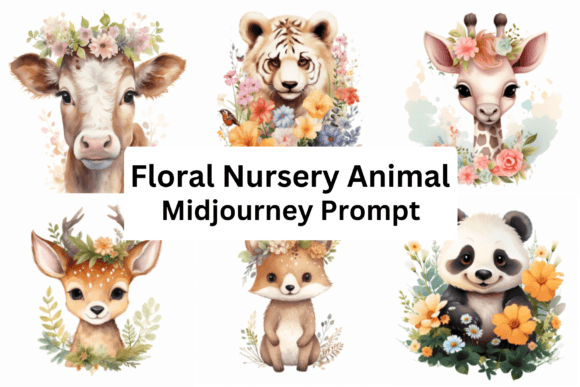 Download Ai Prompt for Floral Nursery Animals - Nursery animals Collection