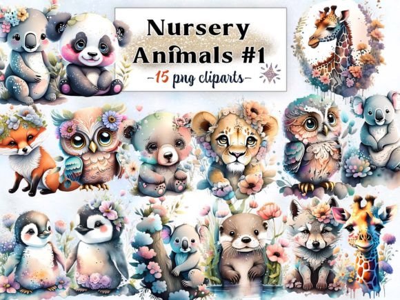 Download Nursery Animals #1 Sublimation Clipart - Nursery animals Collection
