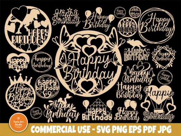 Download Happy Birthday, Cake Topper Set - Happy birthday Collection