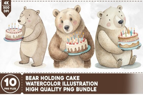 Download Bear Holding Cake PNG Bundle - Cake png Collection