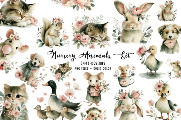 Download Valentine and Nursery Animals Set - Nursery animals Collection