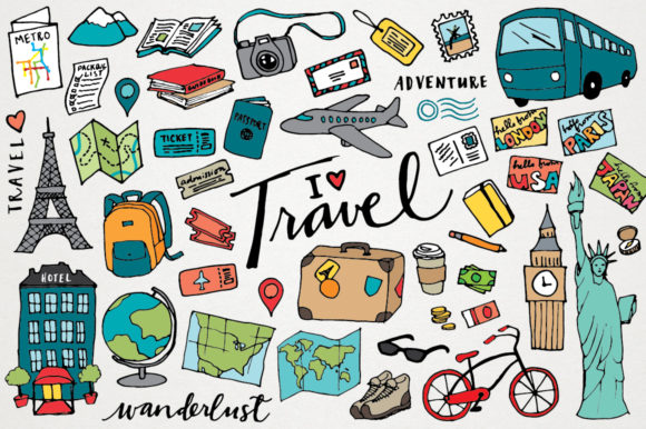 Download Travel Clipart Hand Drawn Illustrations - Travel clipart Collection
