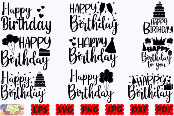 Download Happy Birthday SVG | Birthday SVG | PNG - Happy birthday Collection